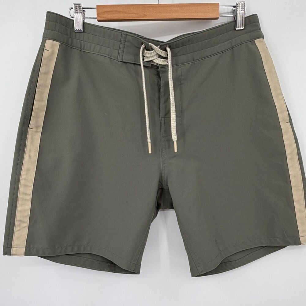 Faherty Light Pine Green Lace-Up Seawool Swim Sunwashed Board Shorts Size 33